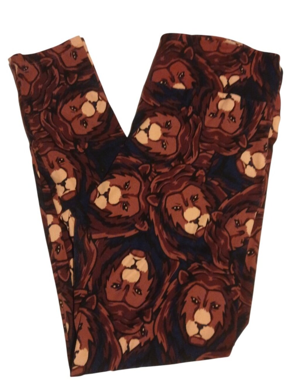LuLaRoe Buttery Soft Leggings Brown Lionhead Womens Size Tall & Curvy  #035